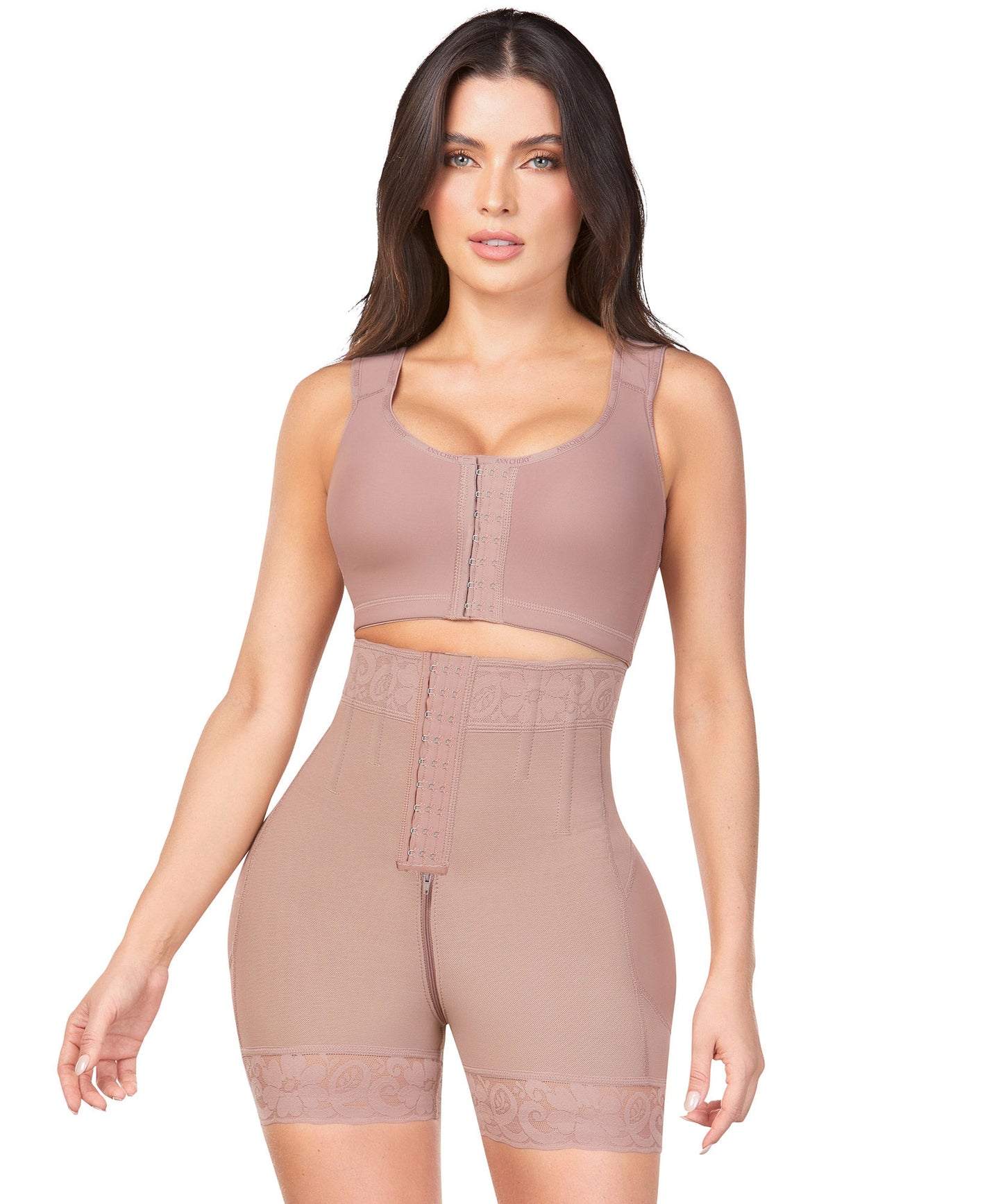 Short alto levanta glúteos con broches y control abdomen – Ann Chery 5156B