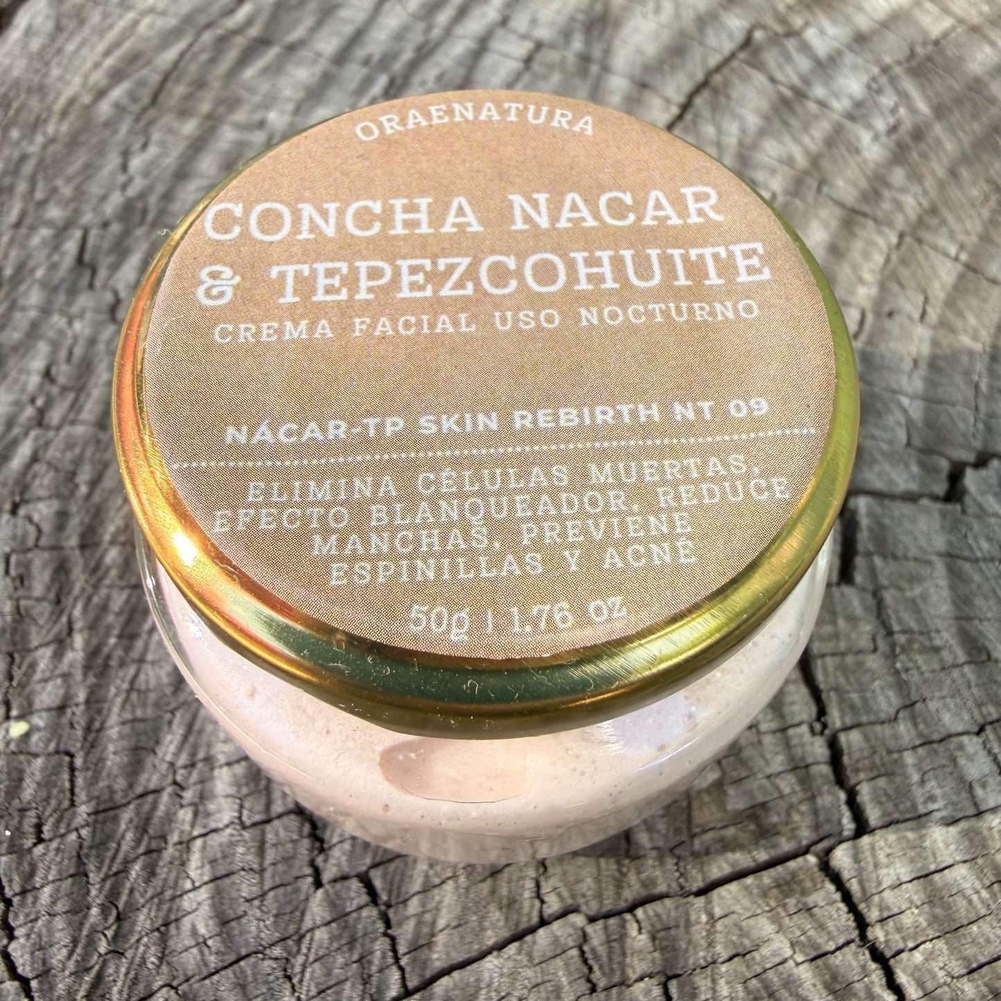 Crema facial de Concha Nacar con Tepezcohuite - Uso Nocturno